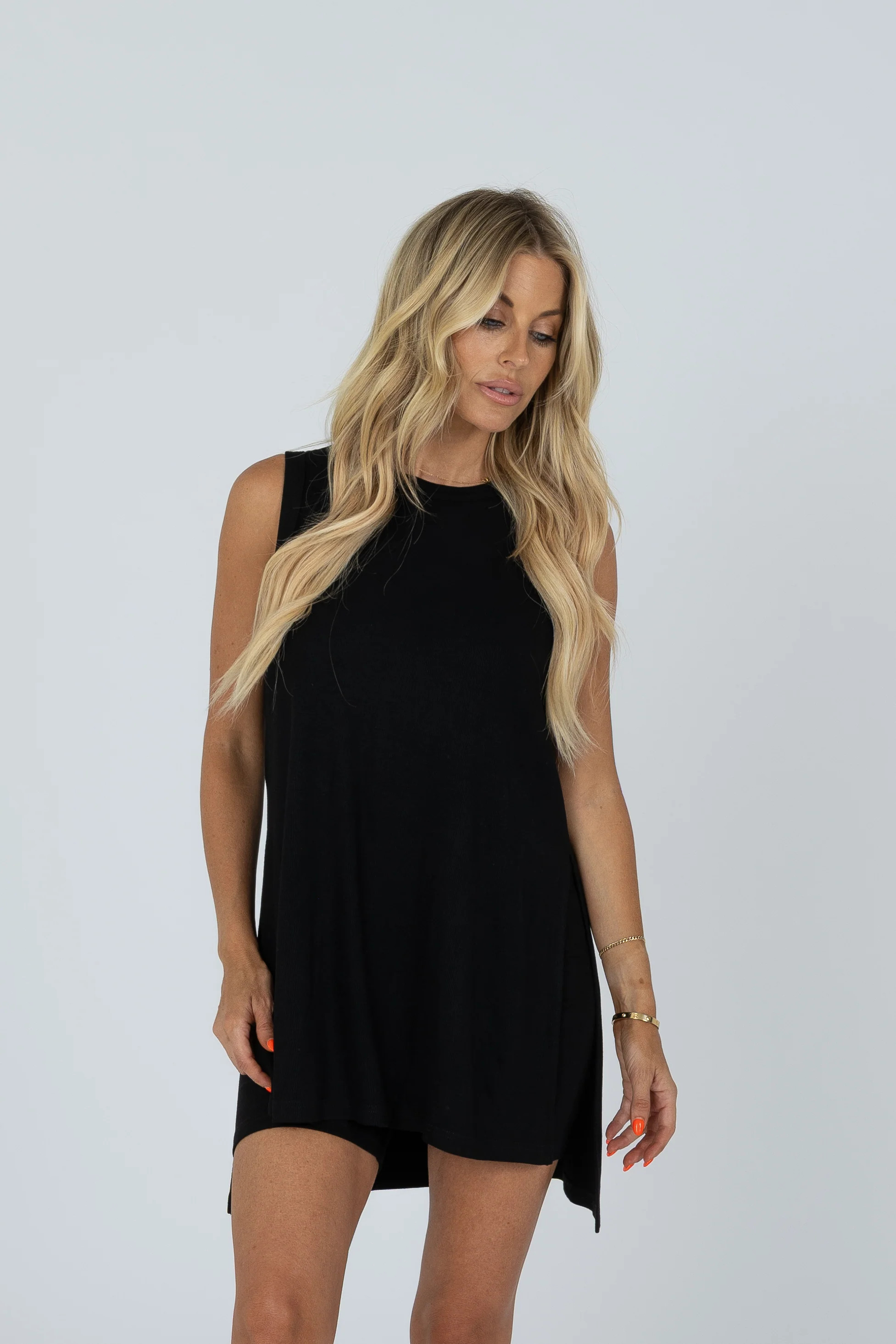 All Weekend Long Tank Set Black | The Foxy Kind