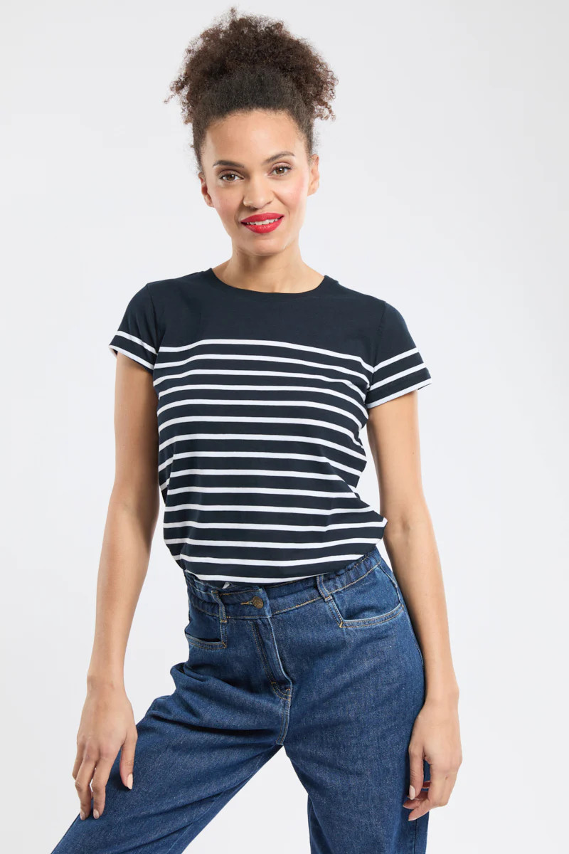 T-Shirt im Marine-Stil \u201eEtel - aus leichter Baumwolle - Damen - Rich navy/Blanc | Armor-lux (DE)