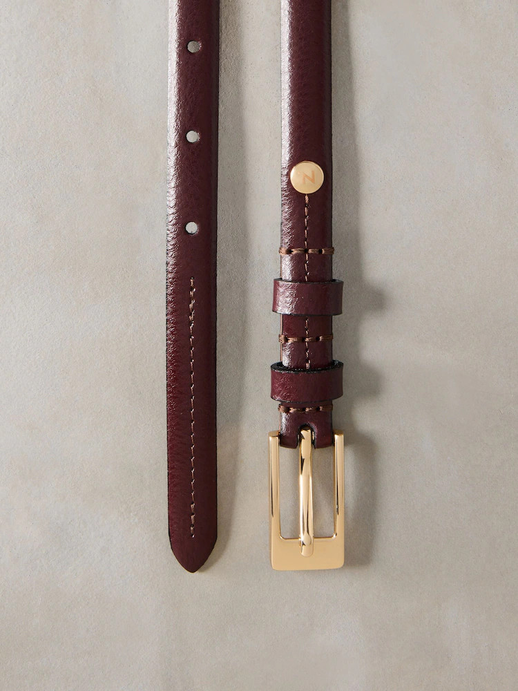 Burgundy Red N. Premium Skinny Made In Italy Leather Belt | Next US