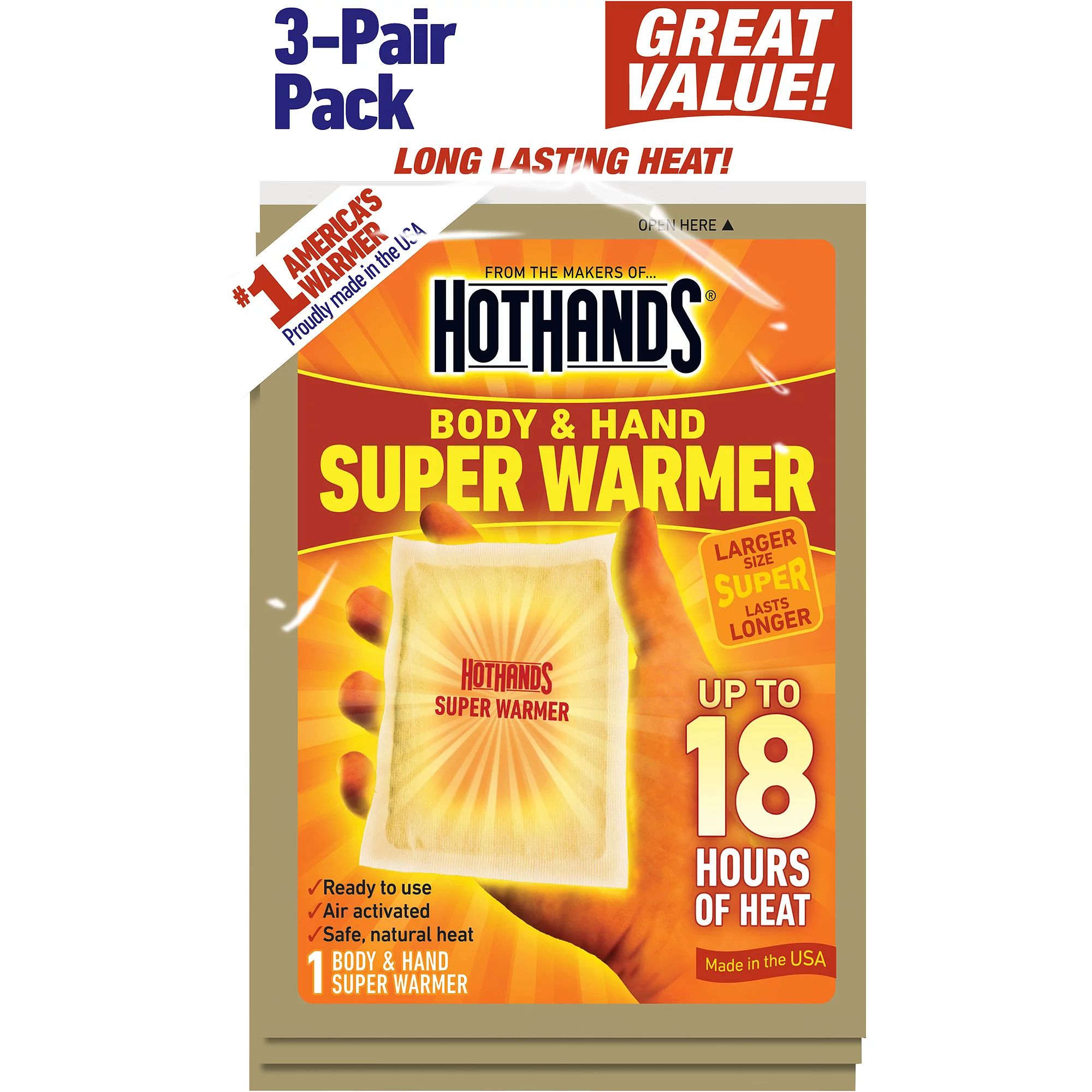 HotHands 18 Hour Super Warmer | 3 Pack | Walmart (US)