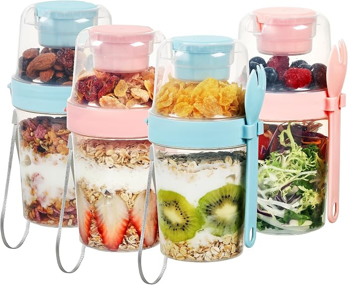 Vtopmart 4 Pack 27oz Yogurt Parfait Contianer with Spoon and Sauce Cup, Overnight Oats Containers... | Amazon (CA)