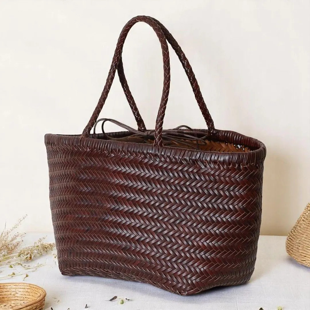 Tote Bag, Woven Leather Bag, Genuine Leather Tote Bag With Inner Bag, Beach Bag, Birthday Gift, M... | Etsy (US)
