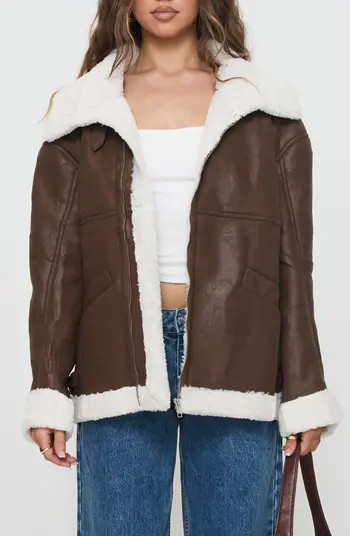 Jadu Faux Shearling Lined Faux Leather Jacket | Nordstrom