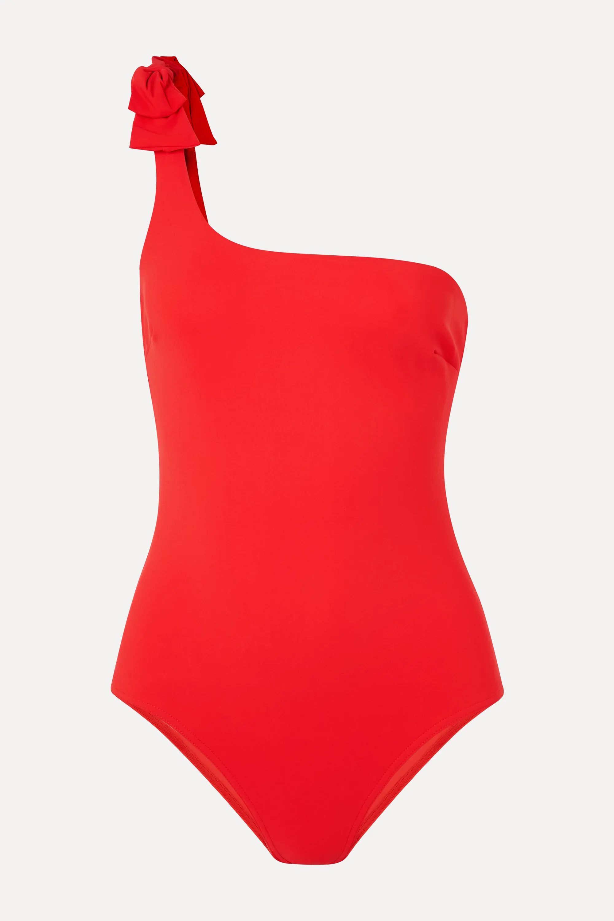 Zinnia bow-detailed one-shoulder swimsuit | NET-A-PORTER (US)