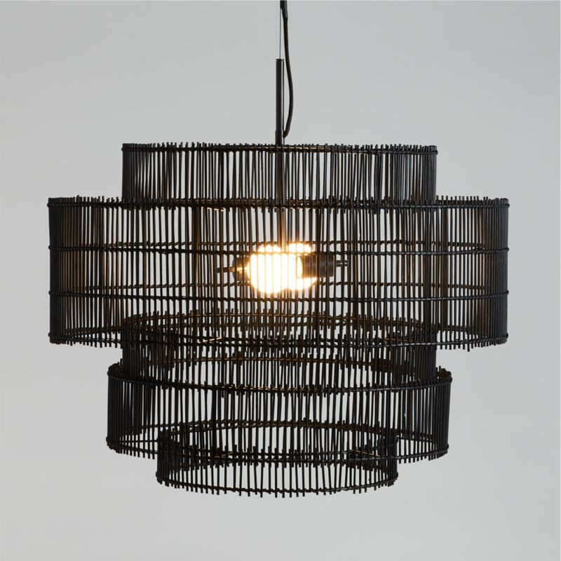 Noon Large Black Wicker Pendant Light by Leanne Ford + Reviews | Crate & Barrel | Crate & Barrel