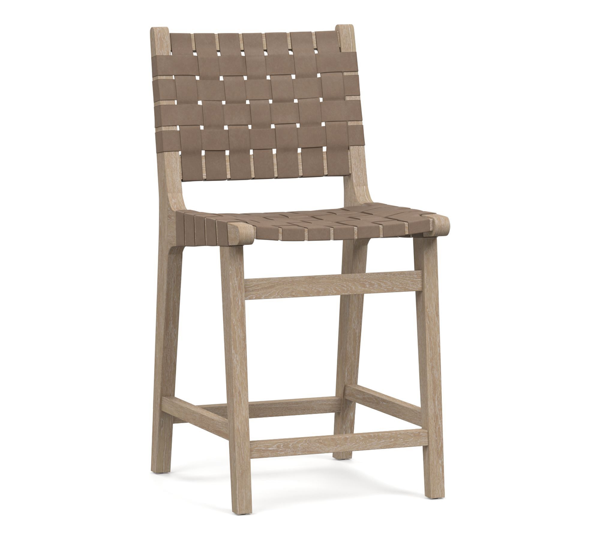 Fenton Leather Stool, Counter Height, Seadrift, Legacy Taupe | Pottery Barn (US)