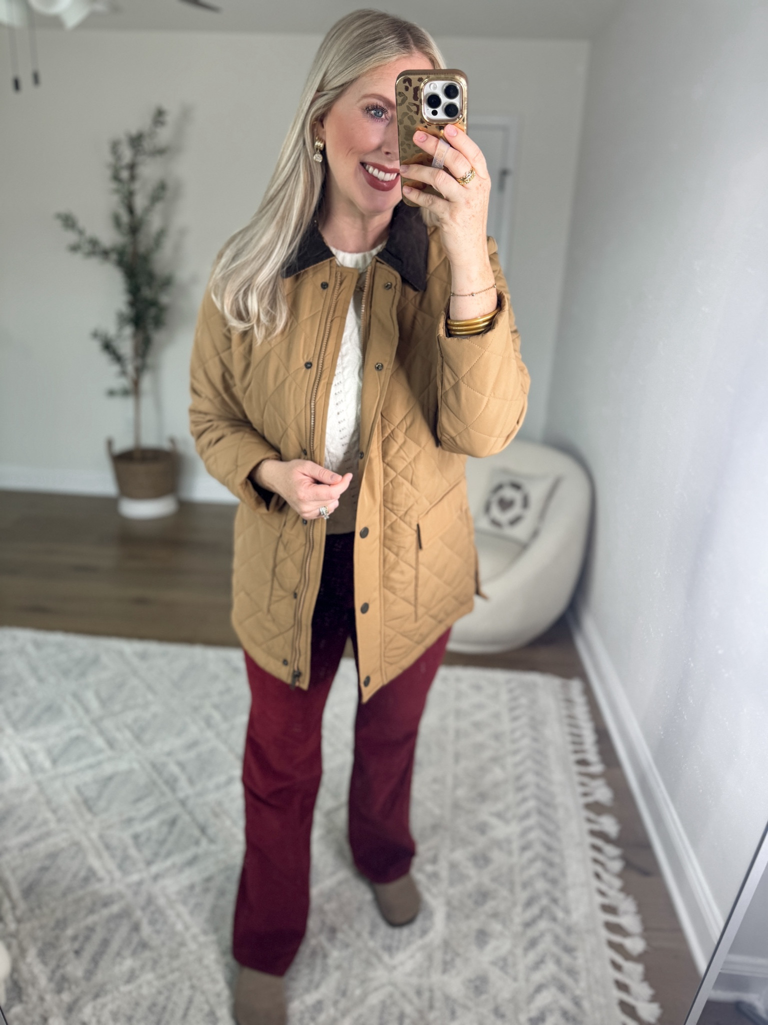 Daily try on, Walmart outfit, Walmart fashion, Walmart try on, time and tru, barn jacket, maroon corduroy pants 

Medium 

#LTKStyleTip #LTKFindsUnder50 #LTKSaleAlert