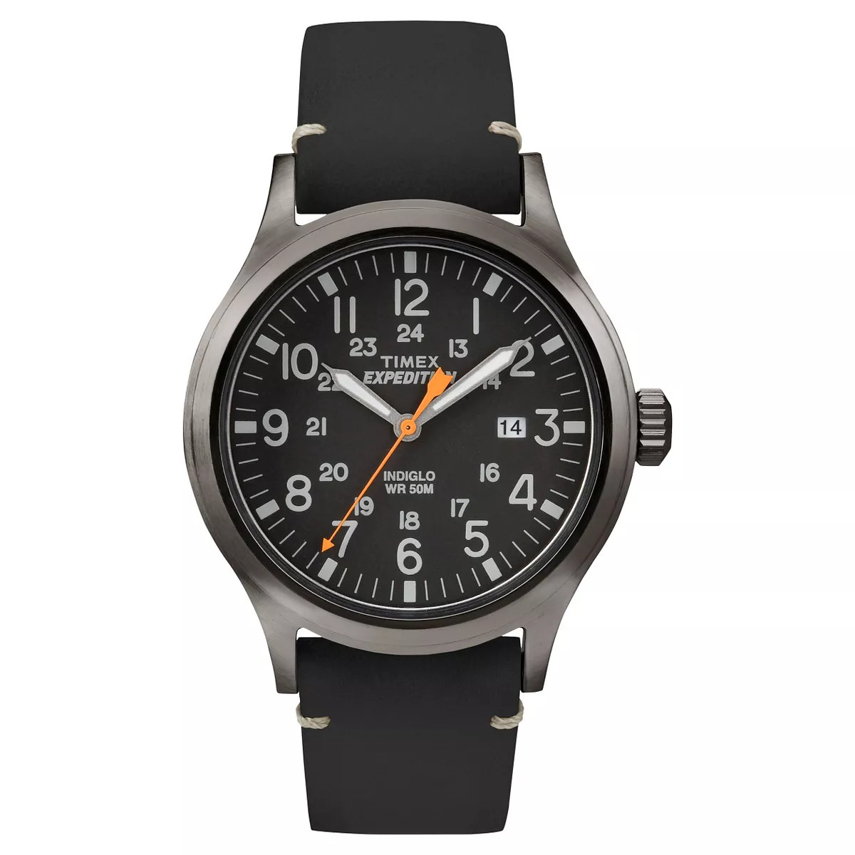 Men's Timex Expedition Scout Watch with Leather Strap - Gray/Black TW4B01900JT | Target