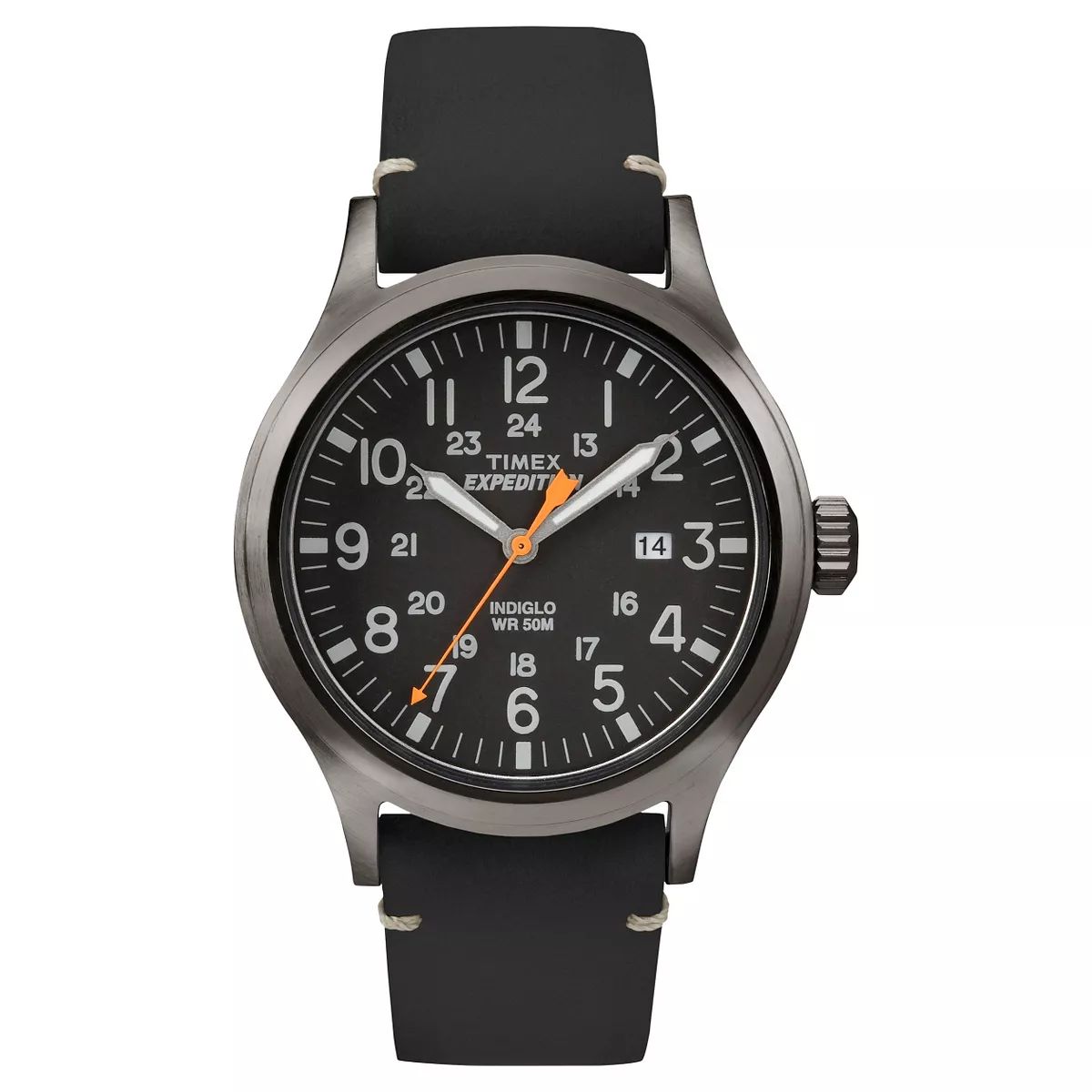 Men's Timex Expedition Scout Watch with Leather Strap - Gray/Black TW4B01900JT | Target