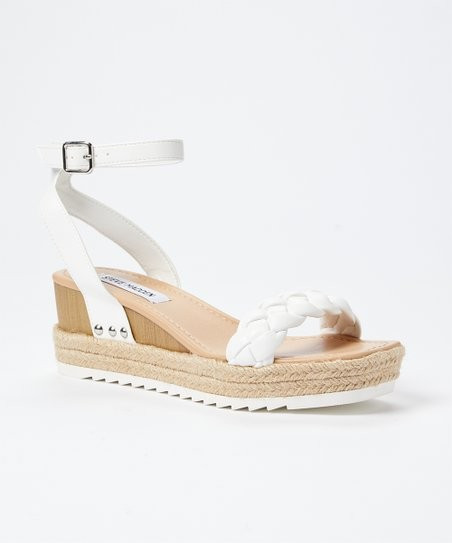 Steve Madden White Braided Jeva Wedge Sandal - Women | Zulily