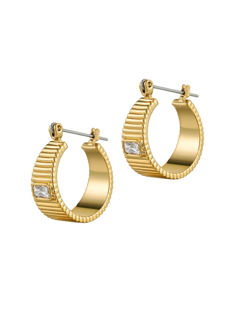 Francois 14K Gold-Plated & Cubic Zirconia Hoops | Saks Fifth Avenue