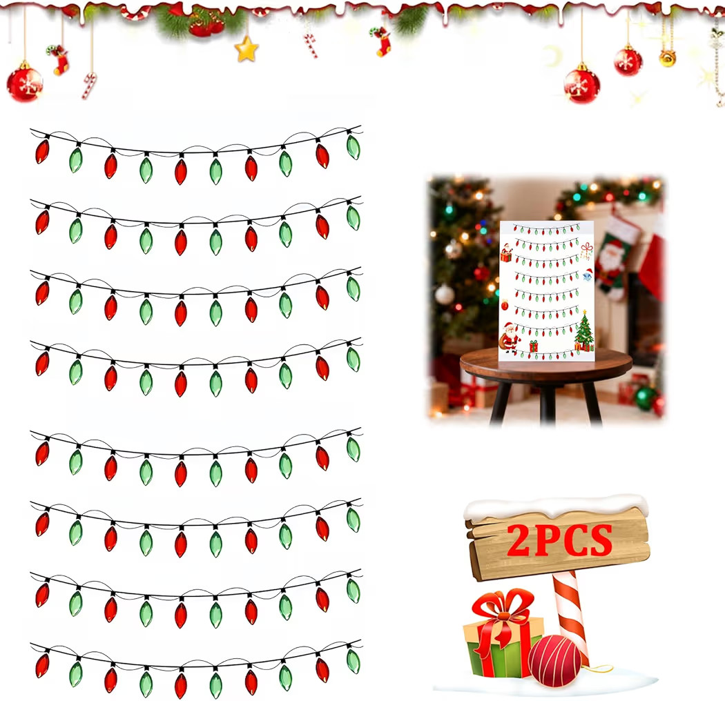 2 Sheets Christmas Lights Stickers for Crafts, 3D Christmas Light Embellishment Stickers, Gem Bor... | Amazon (US)