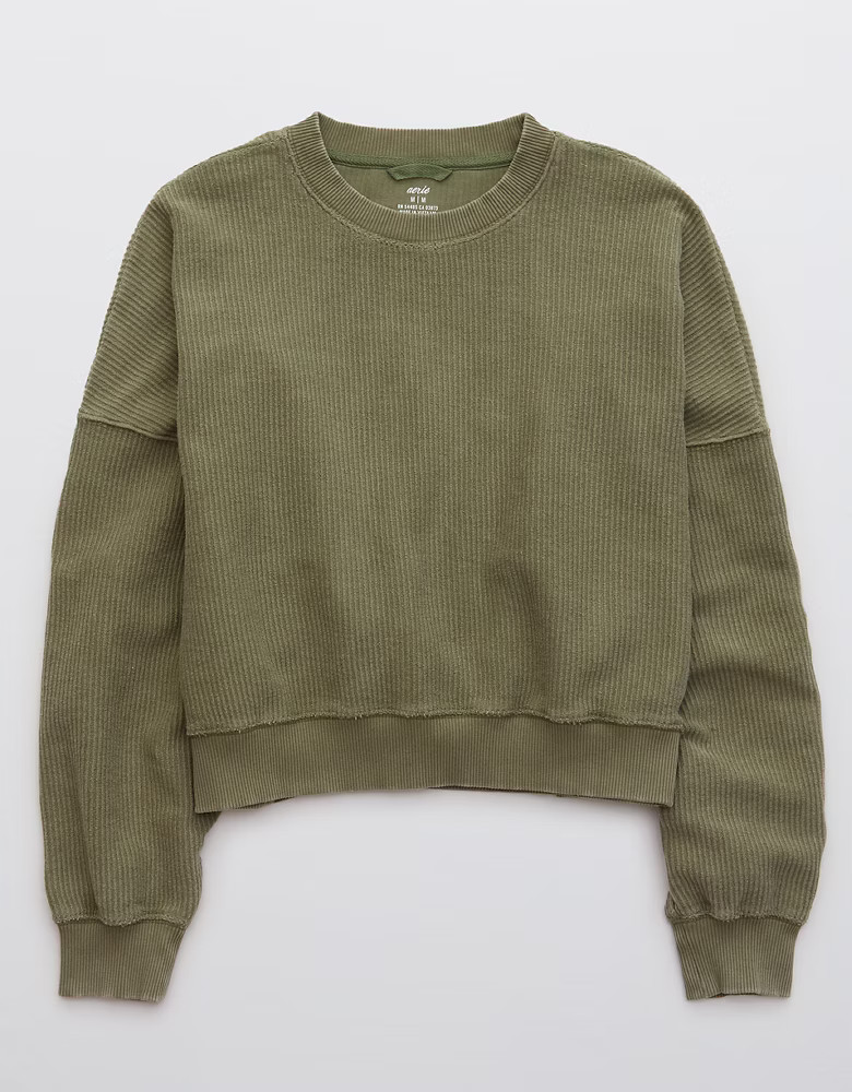 Aerie New Love Corded Cropped Crew Sweatshirt | American Eagle Outfitters (US & CA)