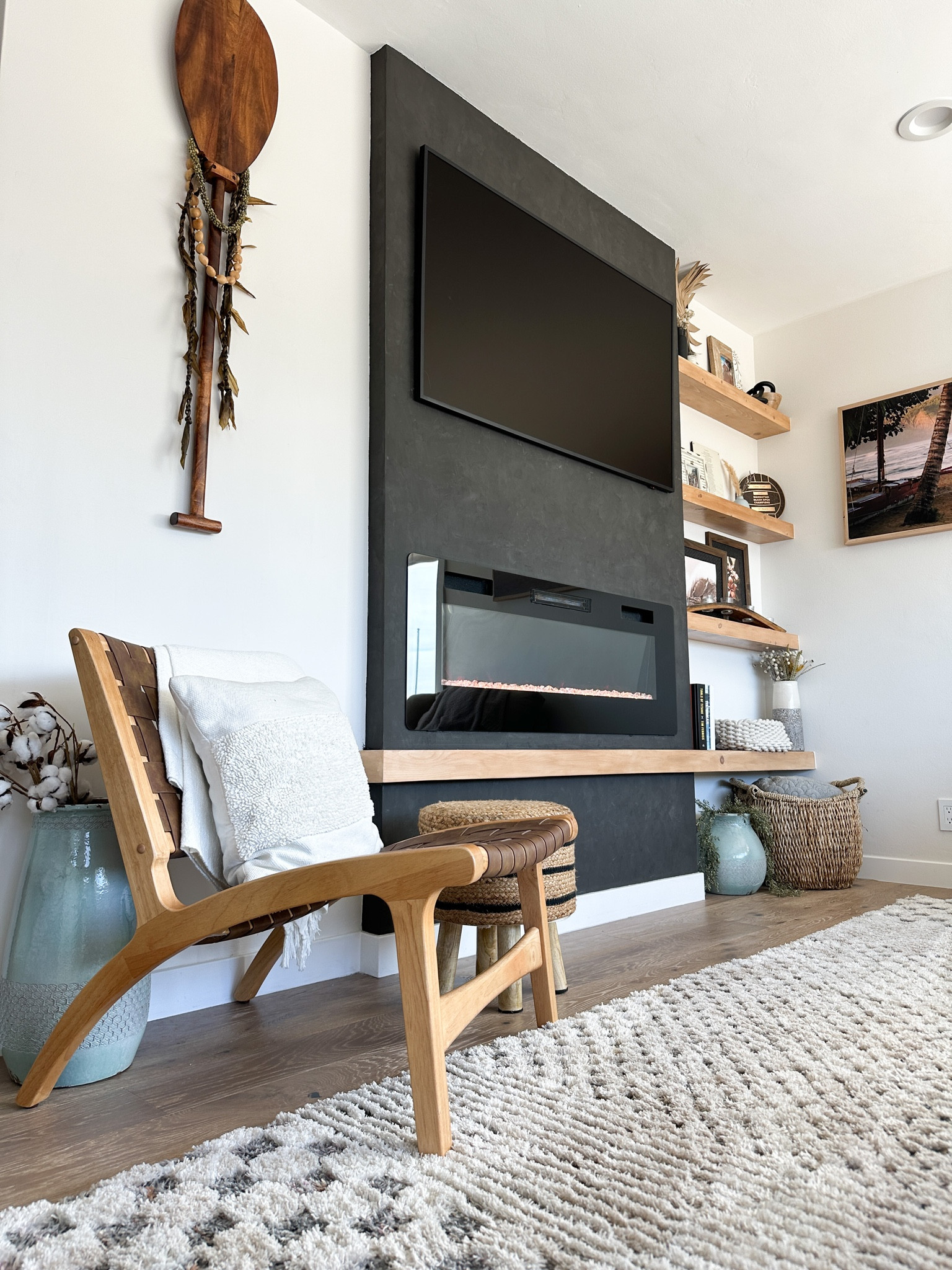 DIY electric fireplace and floating shelves 😍. Shop links below. 

#LTKhome