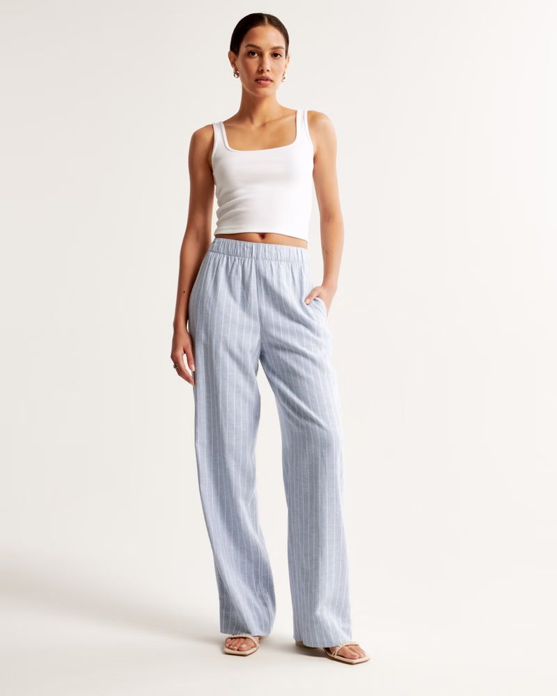 Women's Linen-Blend Pull-On Pant | Women's Bottoms | Abercrombie.com | Abercrombie & Fitch (US)