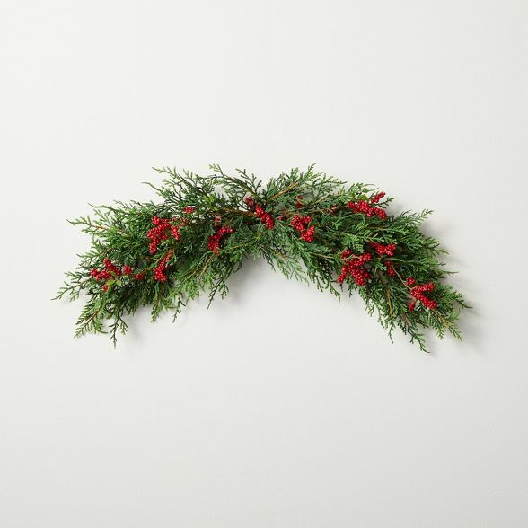 Faux Cedar and Red Berries Plant Swag - Hearth &#38; Hand&#8482; with Magnolia | Target