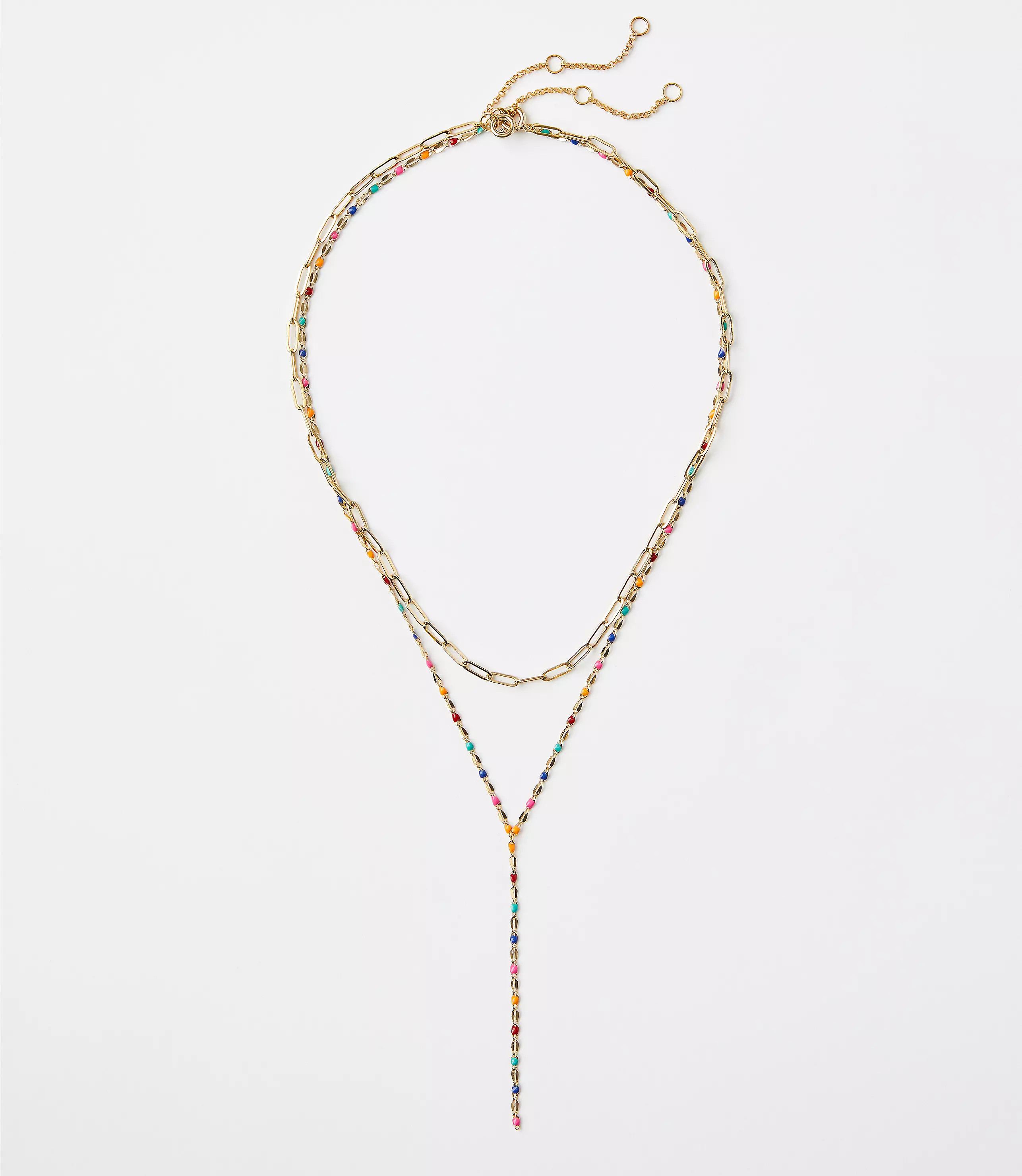 Dotted Enamel Layered Y-Necklace | LOFT