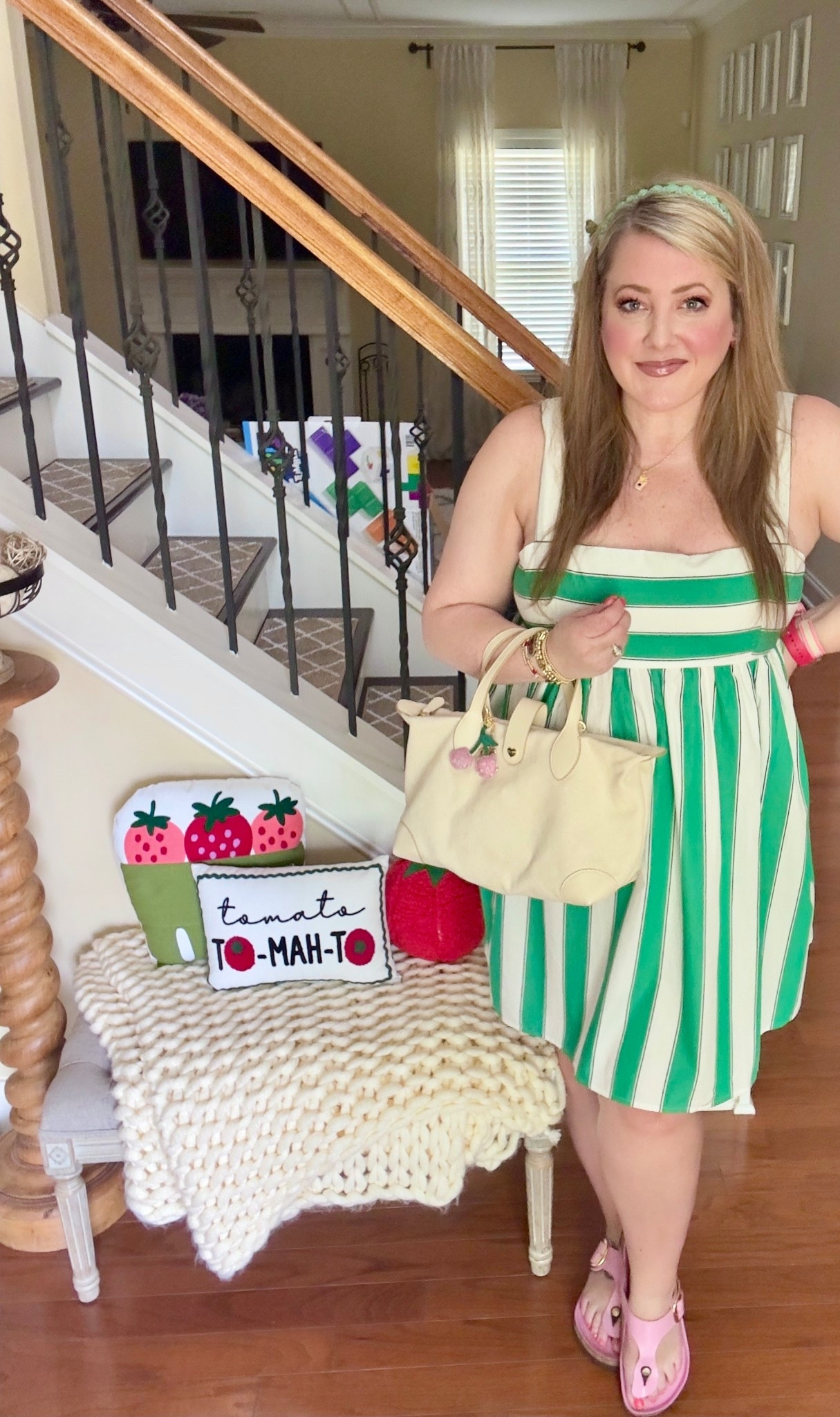 Summer is upon us which means sundresses and sandals! I’m loving this easy to wear dress and this bag is going to be an essential go to for the season. 
#summerstyle 

#LTKMidsize #LTKOver40 #LTKSeasonal