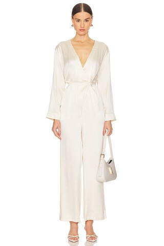 LUNYA Silk Long Sleeve Jumpsuit in White from Revolve.com | Revolve Clothing (Global)