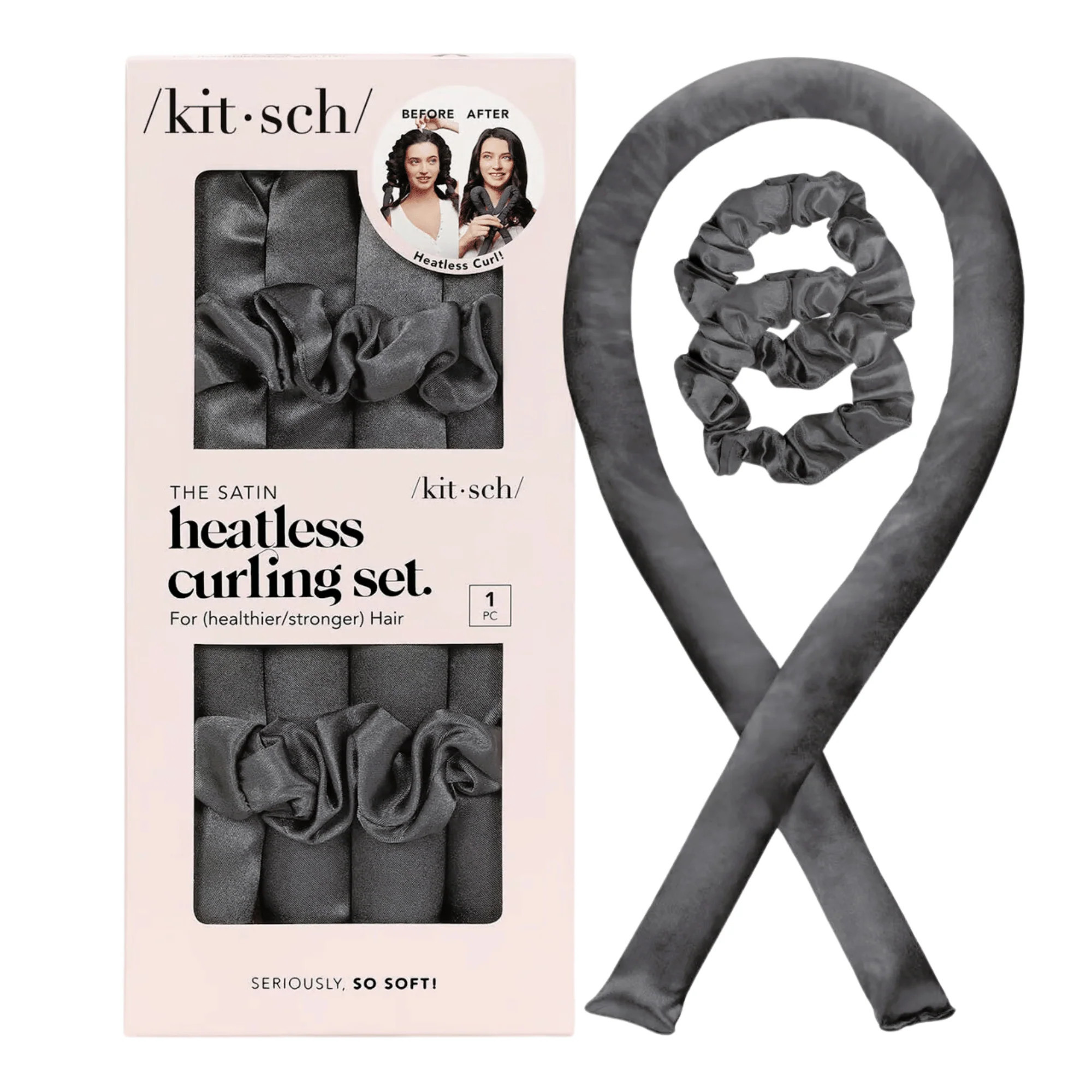 kitsch Charcoal Satin Heatless Curling Set #10087435 | Smallflower