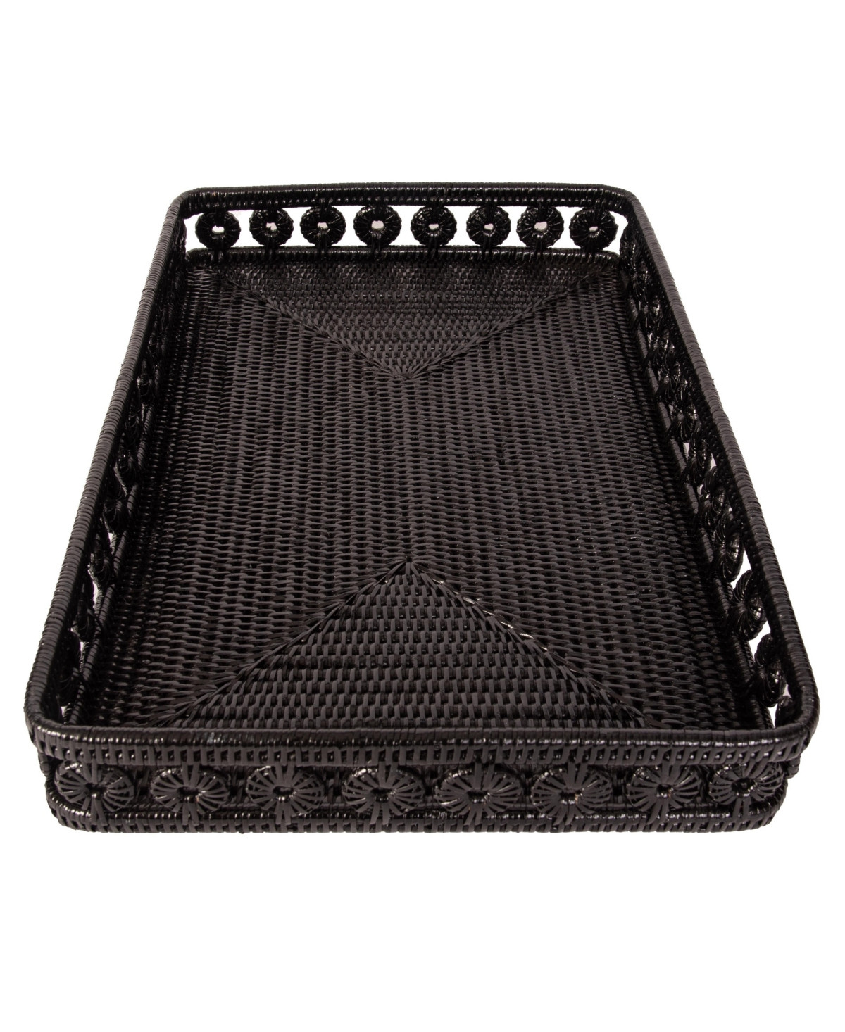 Artifacts Rattan Inna Design Rectangular Tray 21" - Tudor black | Macy's