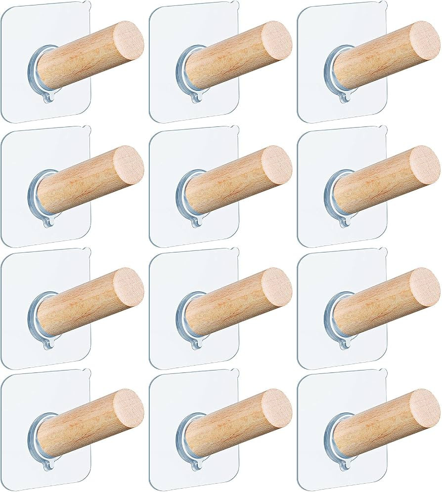Jetec Hat Hooks for Wall Hat Hanger Hat Hooks Hat Pegs Adhesive Wood Hooks Self Adhesive Hooks Wo... | Amazon (US)