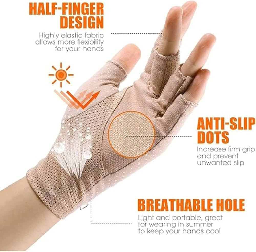 INOGIH Women Sunblock-Fingerless Gloves UV-Sun-Protection Driving Non-Slip Outdoor Gloves for Wom... | Amazon (US)