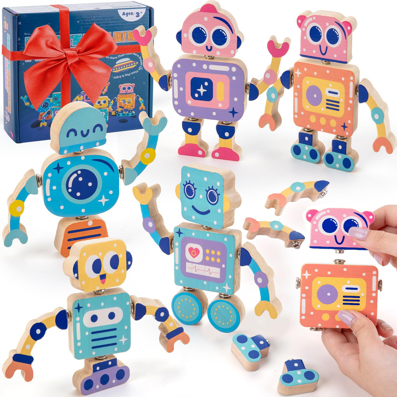 Juguetes de construcción de madera a presión, bloques de construcción STEM, juego de juguetes ... | Amazon (US)