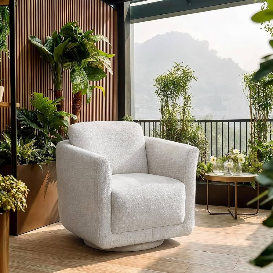 Swivel Accent Chair, 360\u00b0 Barrel Chair with Solid Wood Frame & Removable Ergonomic Support B... | Amazon (US)