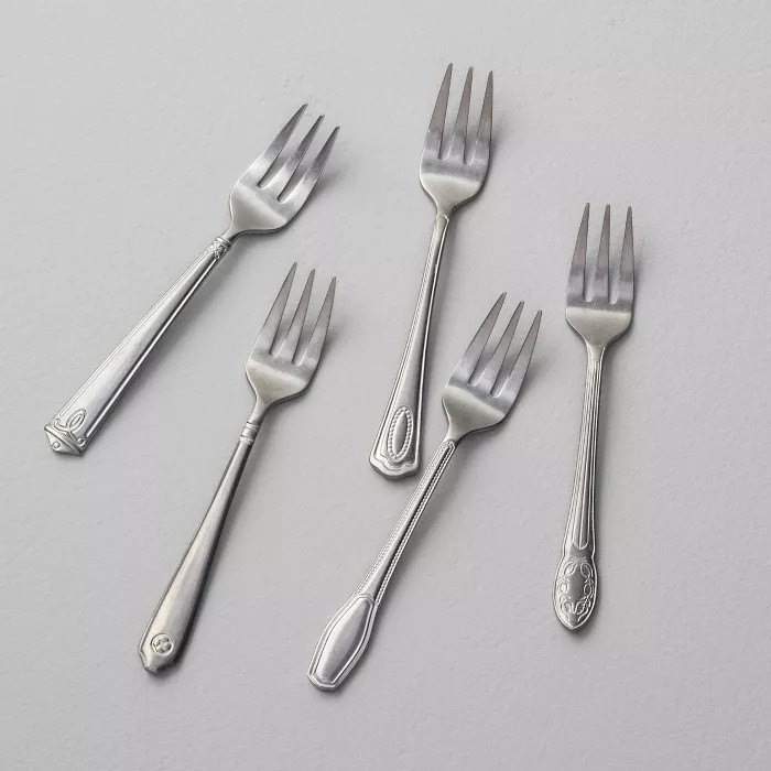 5pk Appetizer Fork Antique Finish Stainless Steel - Hearth & Hand™ with Magnolia | Target