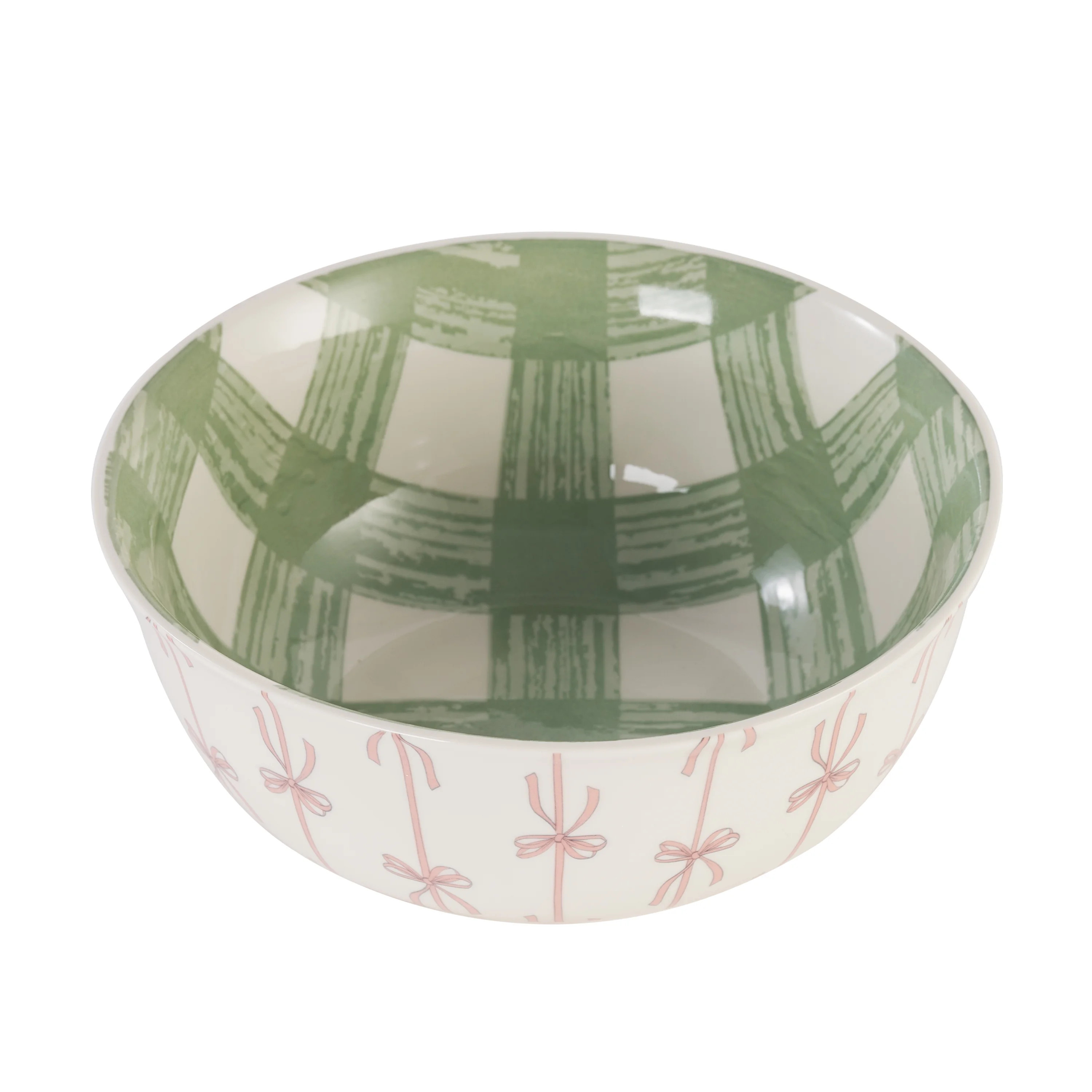 Way to Celebrate Ceramic Easter Large Serving Bowl with Bows and Checks | Walmart (US)