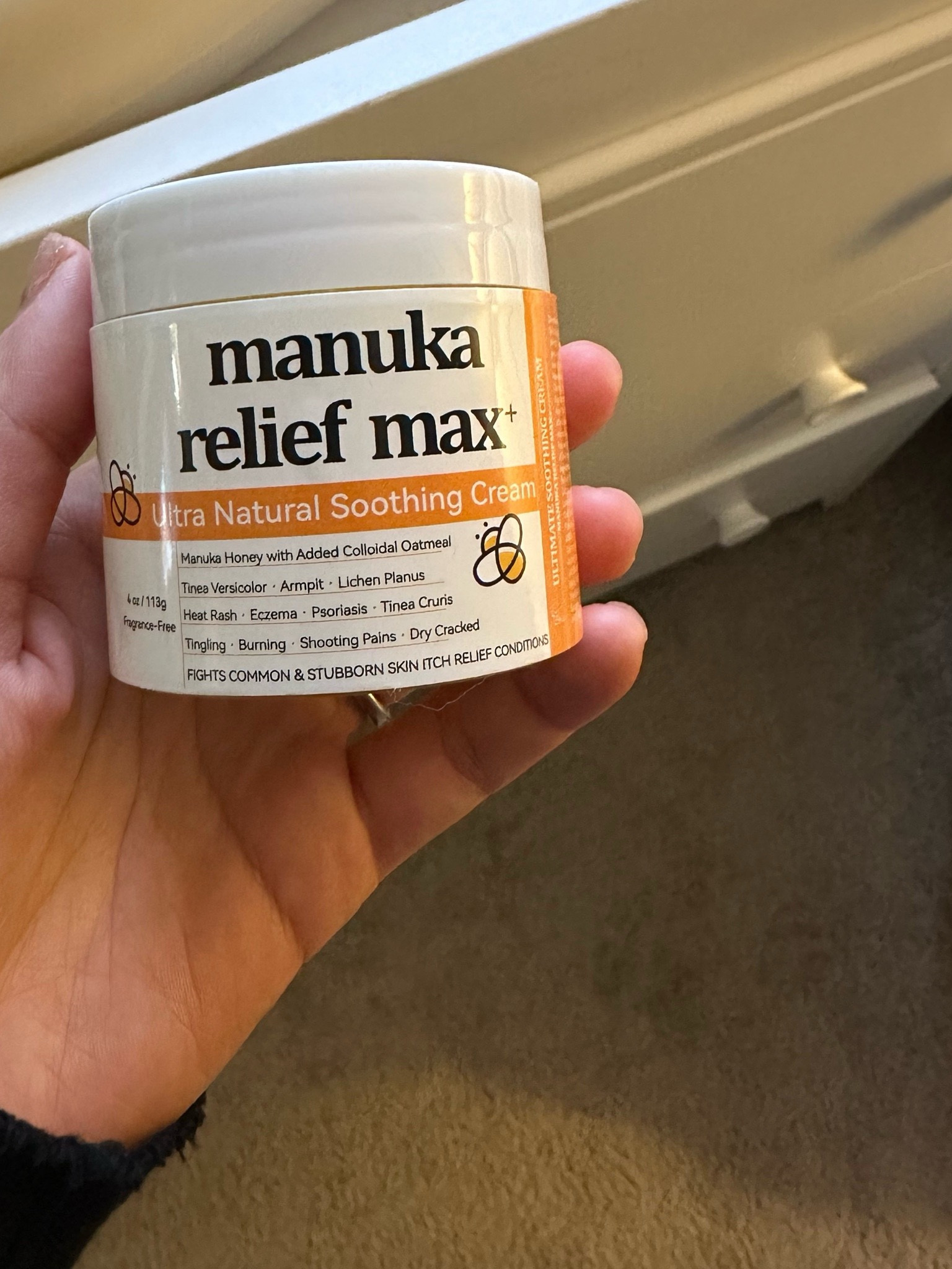 Amazon Max relief Manuka honey cream for eczema, baby rashes etc 

*caution when putting near the face as it’s extremely strong! I diluted with a gentle moisturizer for the face area 

I linked the exact one I have but also linked another identical product with reviews and a non max strength option 

Also linked baby onesies to cover hands 

#LTKBaby