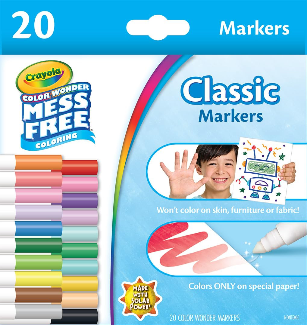 Crayola Color Wonder Marker Set, 20 Mess Free Broad Line Markers for Kids & Toddlers 3+ | Amazon (US)