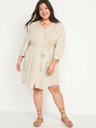 Waist-Defined Floral-Print Poet Mini Shirt Dress for Women | Old Navy (US)