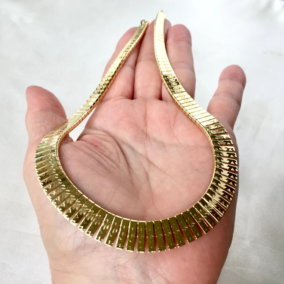Vintage 80s Modernist Cleopatra Gold Chokermod Cleopatra - Etsy | Etsy (US)