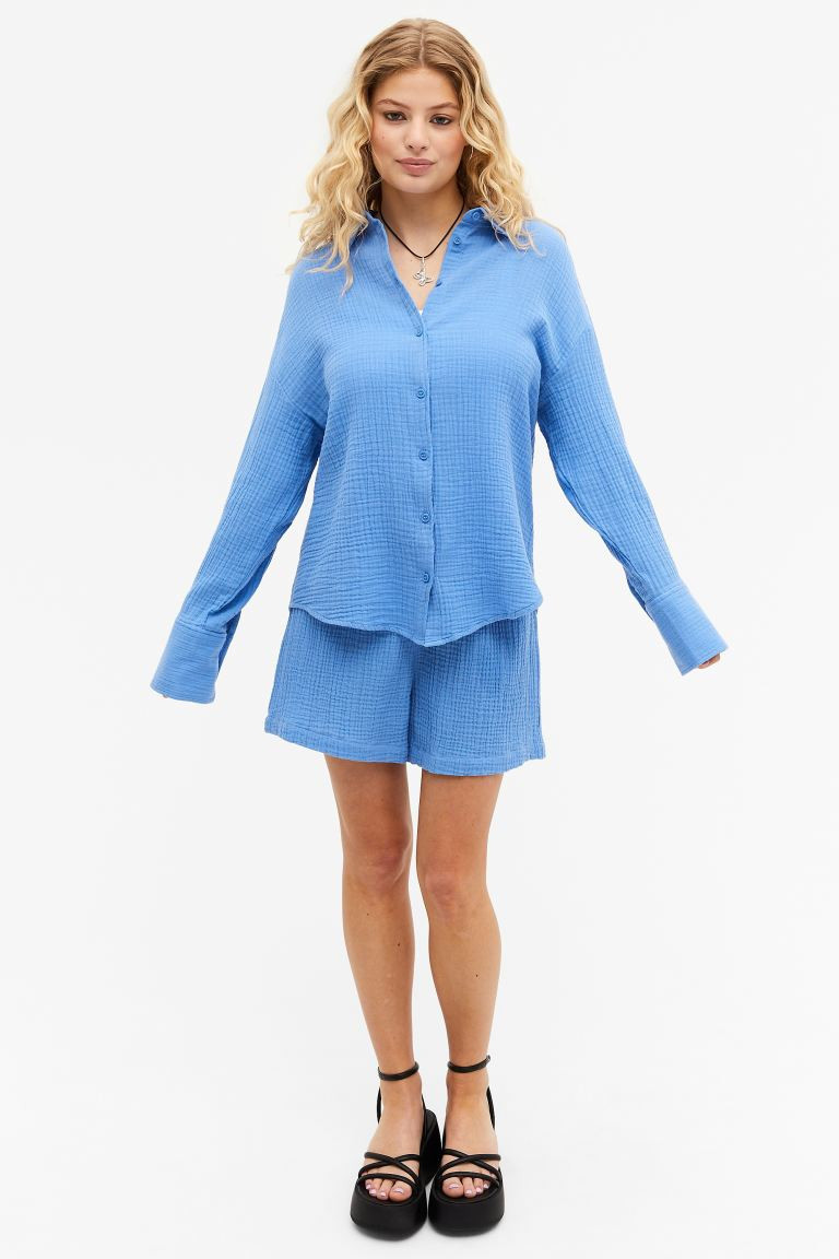 Seersucker-Hemd mit langen Ärmeln | H&M (DE, AT, CH, NL, FI)