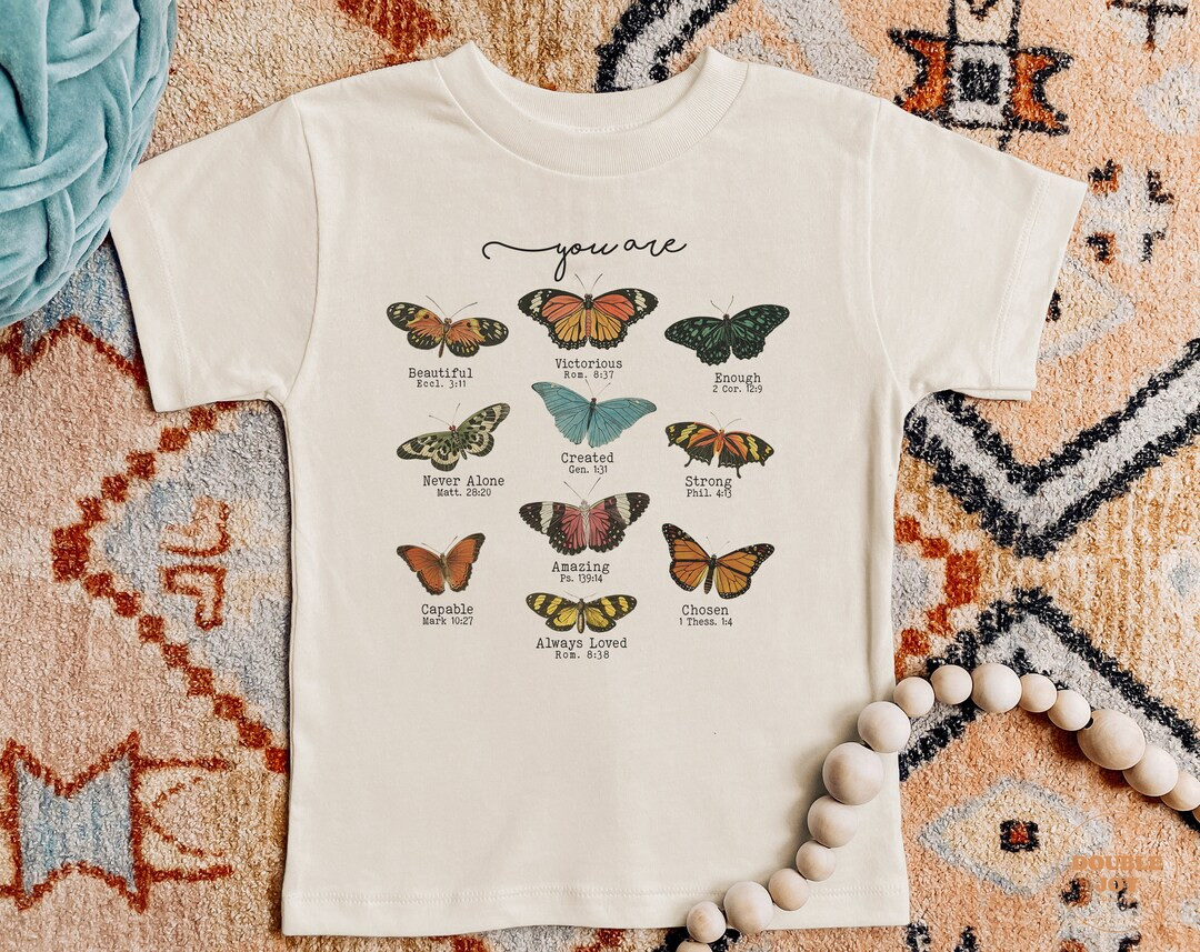 Christian Shirts for Kids Jesus Shirt Bible Verse Butterfly Natural Infant, Toddler & Youth Tee 5... | Etsy (US)