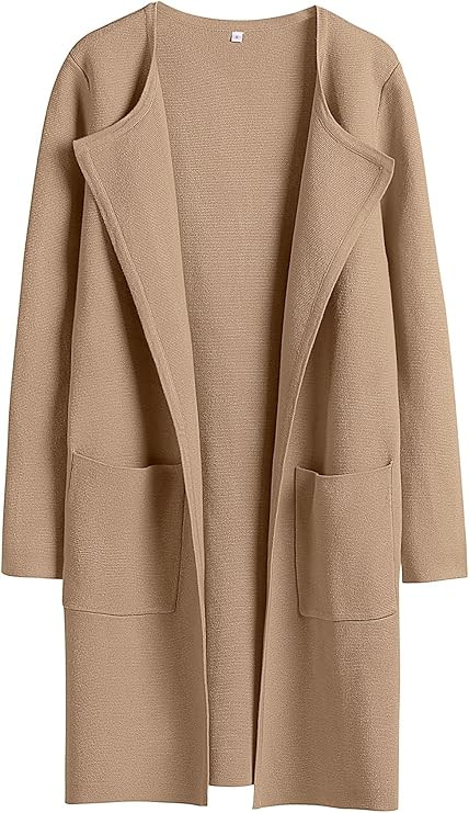 LOGENE Women's Cardigan Sweater Casual Lapel Open Front Long Jackets Fall Winter Wool Coat 2023 T... | Amazon (US)