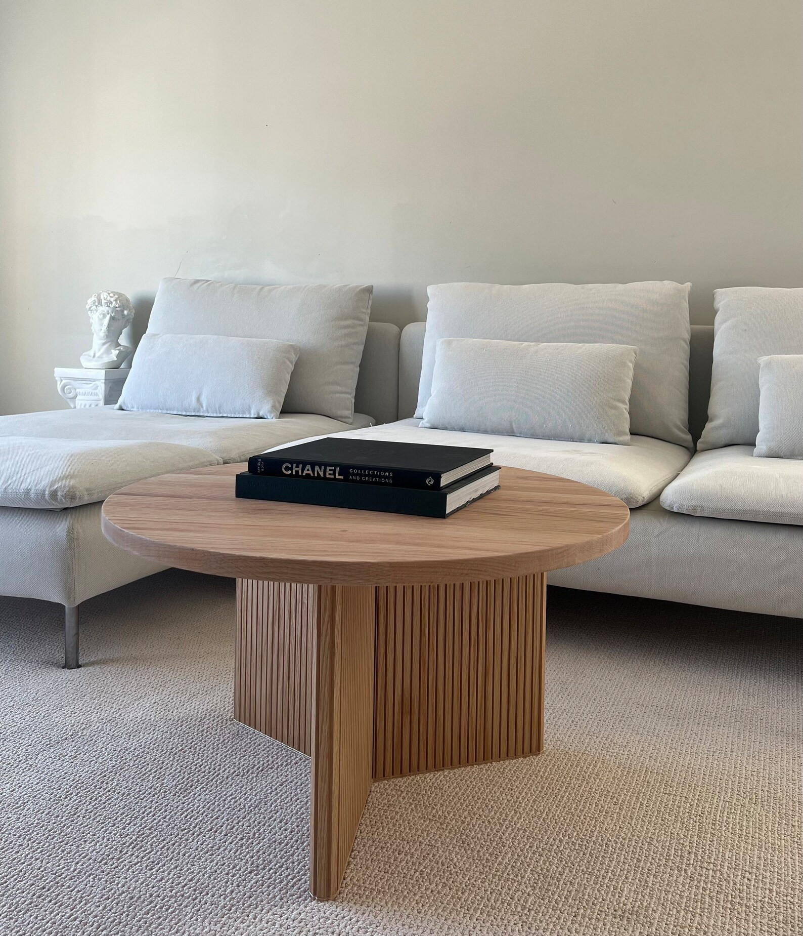 Modern Solid Oak Coffee Table/Doric Columns/Round | Etsy (US)