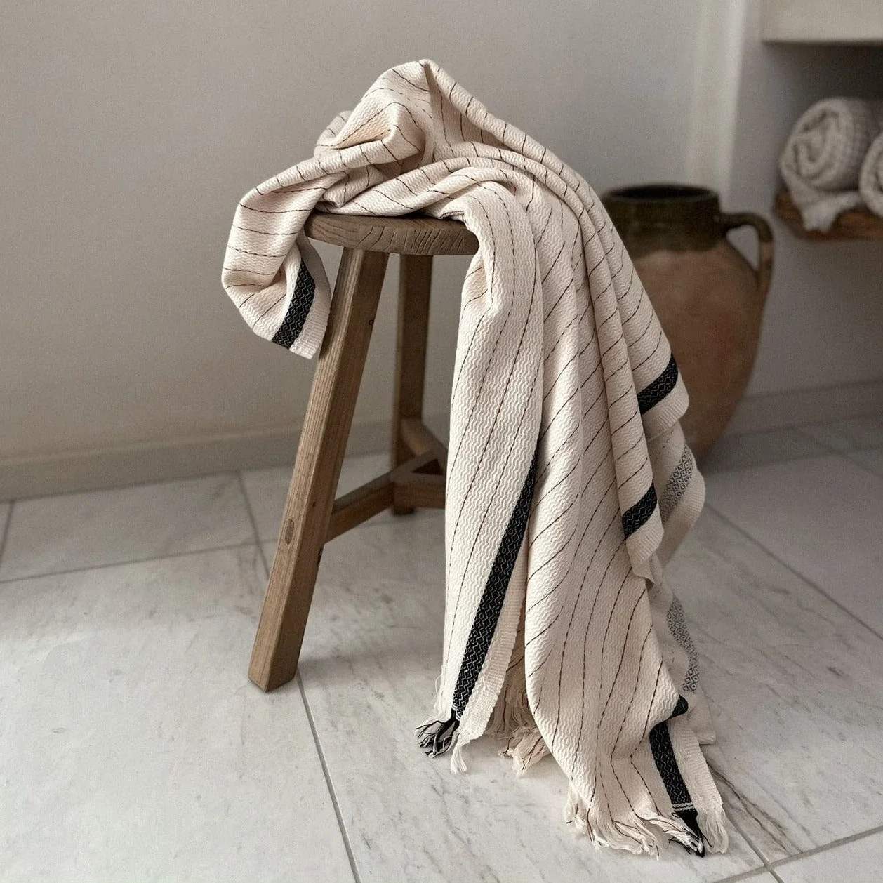 Silvia Cotton Bamboo Lightweight Woven Turkish Towel | The Loomia
