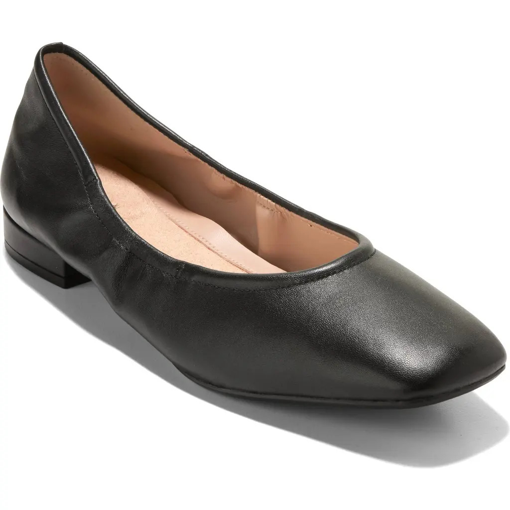 Cole Haan Go-To Valinda Ballet Flat in Black Leather at Nordstrom Rack, Size 7.5 | Nordstrom Rack