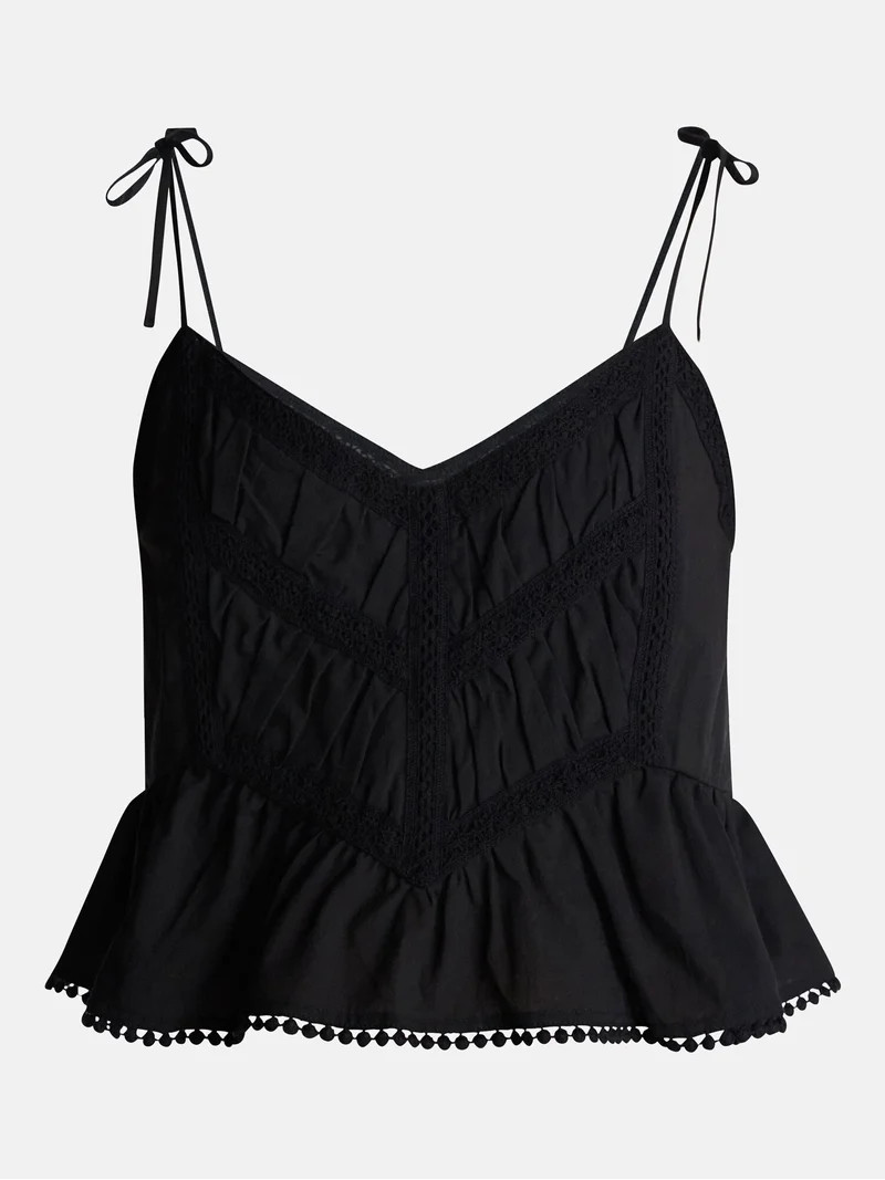 No Boundaries Lace Trim Peplum Tank, Women's XXS - XXL | Walmart (US)