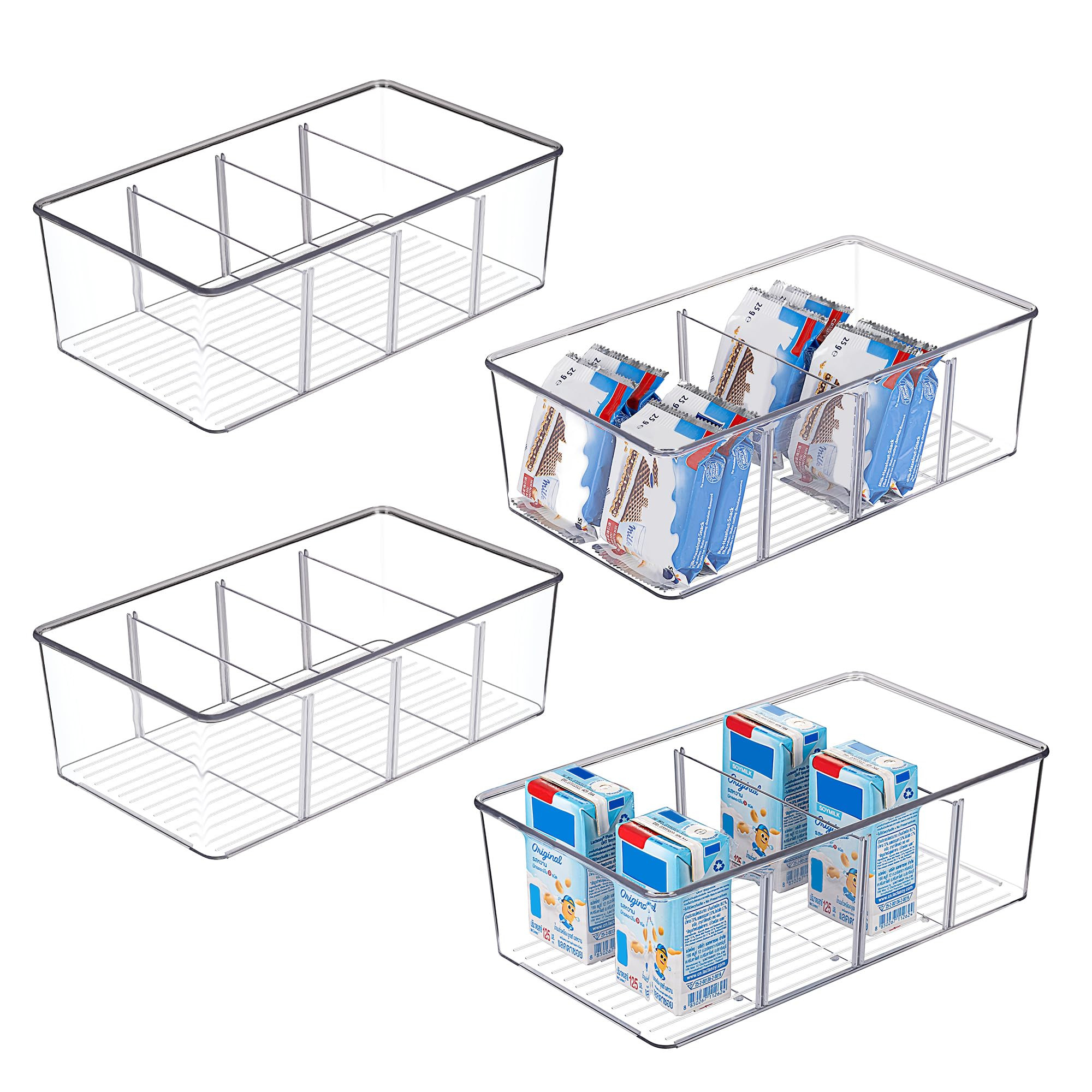 Vtopmart 4 Pack Food Storage Organizer Bins, Clear Plastic Bins for Pantry, Kitchen, Fridge, Cabi... | Amazon (US)