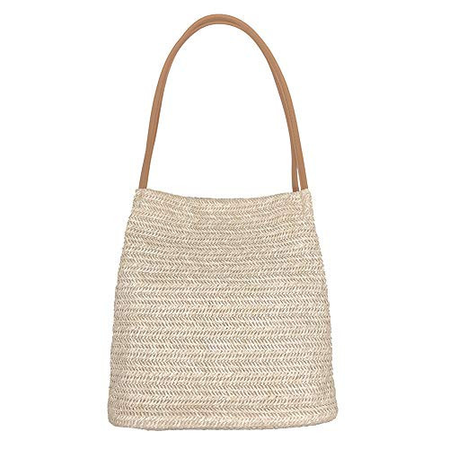 Aphoraeny Straw Beach Bag Buckets Totes Handbag Shoulder Tote Bag Straw Purse Summer Purse Women Summer Handbag(A-Light Beige) | Amazon (US)