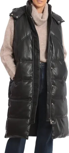 Avec Les Filles Water Resistant Faux Leather Longline Puffer Vest | Nordstrom | Nordstrom