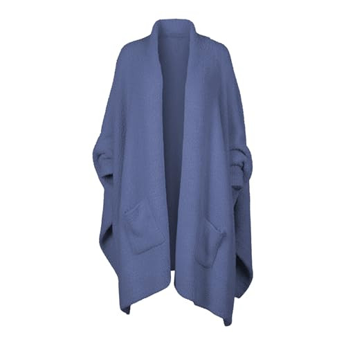 CUBRIDGE Wearable Blanket Sherpa Poncho Unique Office Work Warm Cozy Shawl TV Throw Blankets, Plush Cape Wrap for Adults (Navy) | Amazon (US)