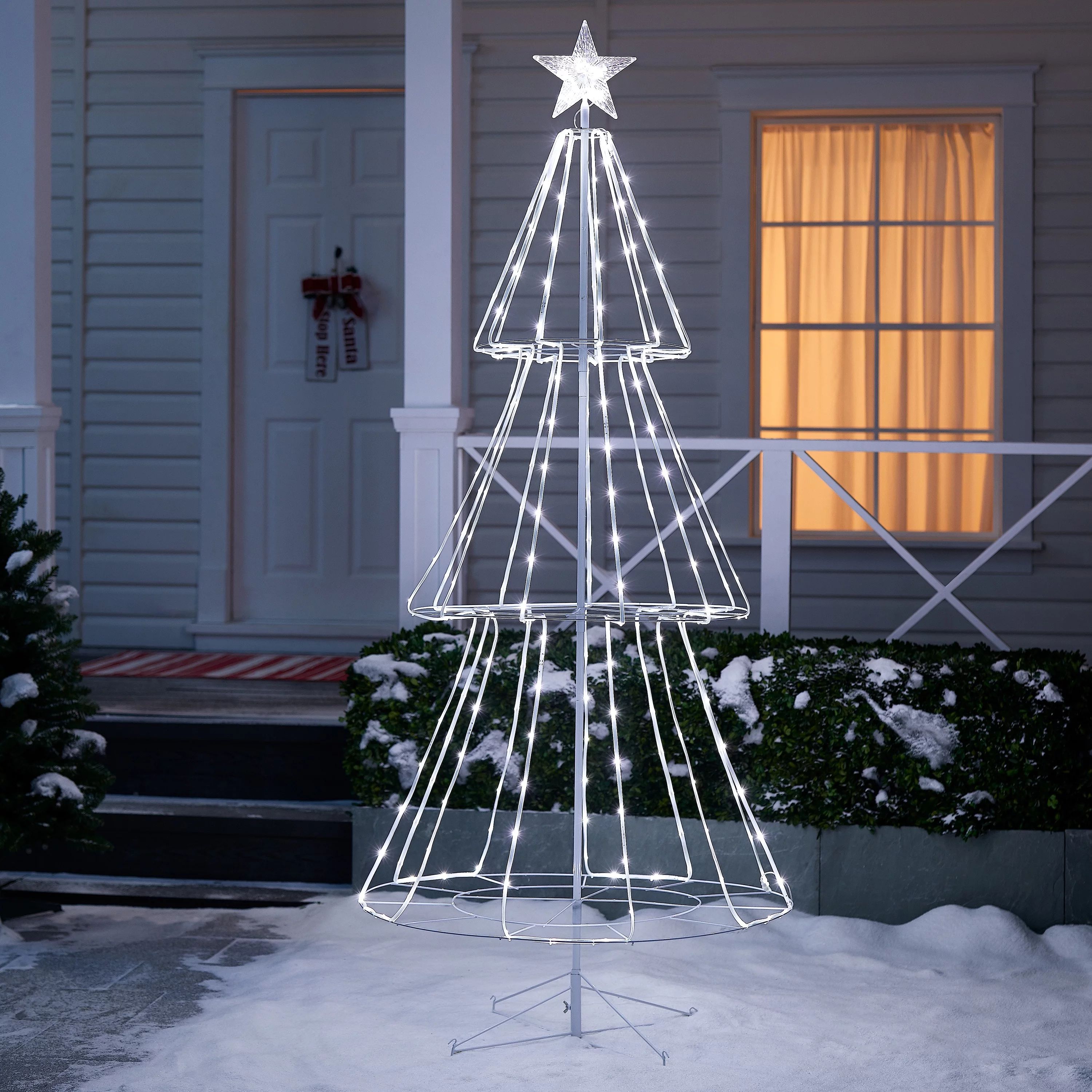 Holiday Time 8 Function LED Pre-Lit Christmas Tree, 7', Cool White | Walmart (US)