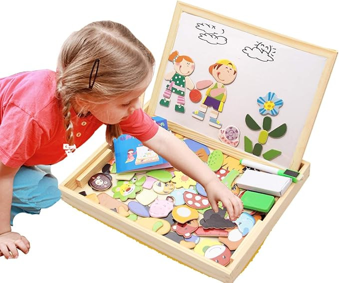 ODDODDY Educational Wooden Toys for Girls Boys Kids Children Toddlers Magnetic Drawing Board Puzz... | Amazon (US)