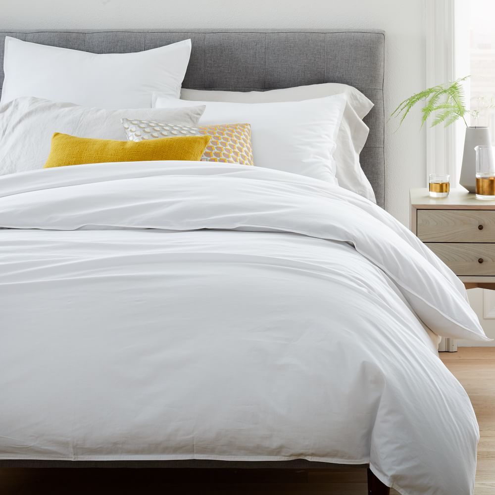 Organic Washed Cotton Duvet, Full/Queen, White | West Elm (US)