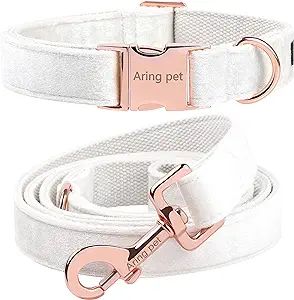 ARING PET Dog Collar and Leash Set, Soft White Velvet Dog Collar and Leash, Adjustable Collars fo... | Amazon (US)